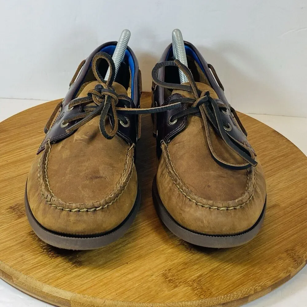 Sperry Top-sider Authentic Originals Mens Boat Shoes 9 Two Tone Brown Color